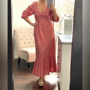 New! 100% cotton Pink Maxi Dress with quarter sleeves size M